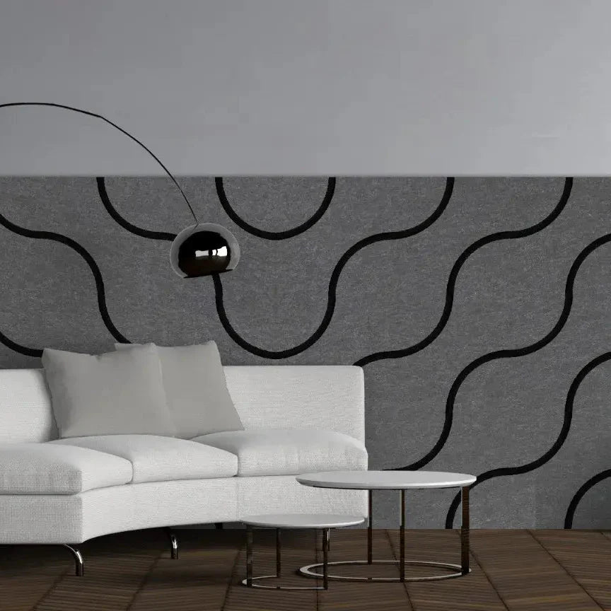 Decorative 3D PET Felt Wall Tiles - SQUARE Deco 40x40 feature wall in living room interior Decormania.eu